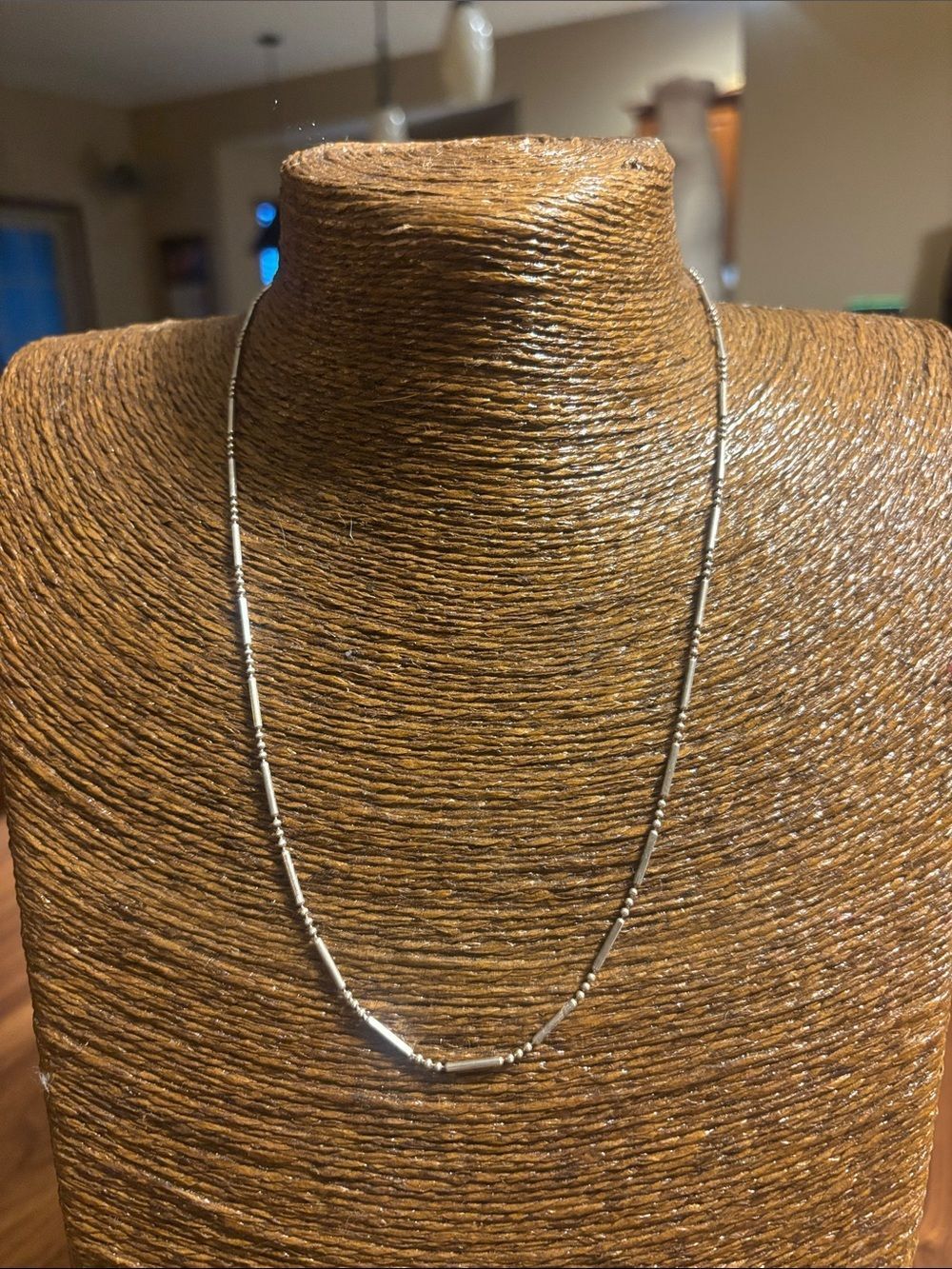 Sterling Silver Beaded Tube Necklace - Elegant Silver Chain 20”